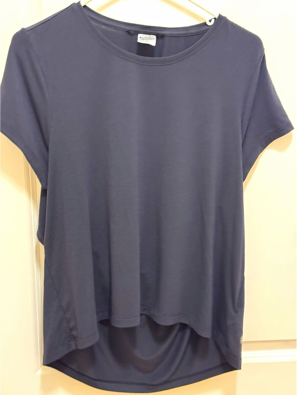 Athleta Women’s Large Black Open Back Draped High Low Hem Soft Yoga Top